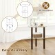 2-tier round end table with clear tempered glass top and brown rubber wood legs, designed for easy assembly without tools.