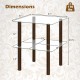 2-tier square end table with clear tempered glass top and brown rubber wood legs, ideal for storing essentials.