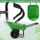 Heavy-duty light green wheelbarrow with a stable steel frame, 330 lbs capacity, and 13-inch pneumatic tires for easy.
