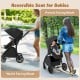 2-in-1 baby stroller in black with a reversible seat, adjustable canopy, and large storage basket for convenience.