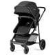 2 in 1 foldable black baby stroller with adjustable canopy, multi-position recline, and large storage basket for.