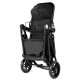 Foldable black 2 in 1 baby stroller with adjustable backrest, large storage basket, and breathable material for infants.
