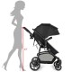 2 in 1 foldable black baby stroller with adjustable canopy and multi-position recline, perfect for infants up to 36.