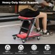 2-in-1 folding mechanic creeper with padded seat, red color, heavy-duty metal frame, ideal for garage and workshop use.