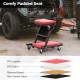 2-in-1 folding mechanic creeper with padded seat, PVC leather, and 6 wheels for garage and workshop use.