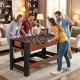 Full-size foosball and pool combo table with black and brown finish, featuring ergonomic handles for intense gameplay.