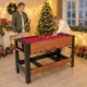 Full size foosball and pool combo table with black and brown finish, featuring ergonomic handles and smooth velvet.