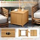 2-in-1 Outdoor Side Table with Storage Acacia Wood Slatted Coffee Table Square Slatted End Storage Box - Gallery View 8 of 10