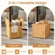2-in-1 outdoor side table with storage in acacia wood, featuring a slatted design for backyard or poolside use.