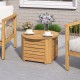 Acacia wood 2-in-1 outdoor side table with slatted design, serving as a coffee table and storage box for patio use.