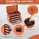 Portable orange 2-in-1 rolling tool chest with five sliding drawers and a top storage area for organized tool storage.