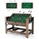 2-in-1 swivel foosball and pool combo game table with sturdy wood legs, designed for home or party entertainment.