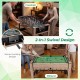 2-in-1 swivel game table in brown, featuring foosball and billiard options, designed for 2-4 players with sturdy legs.