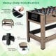 Close-up of the sturdy H-shaped legs and adjustable foot pads of the 2-in-1 swivel game table for balanced play.