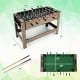 2-in-1 swivel game table in brown with foosball and pool features, designed for 2-4 players, measuring 49" x 31".