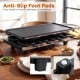 2-in-1 table grill and griddle features a reversible nonstick plate, anti-slip foot pads, and serves up to 8 people.