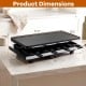 Product dimensions of the 2-in-1 table grill and griddle shown, measuring 19" x 8.5" x 5" for efficient cooking.