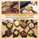 Eight non-stick raclette trays and wooden spatulas for easy group meals with the 2-in-1 table grill and griddle.