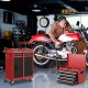 2-in-1 tool chest and cabinet in black and red with five sliding drawers, ideal for garage storage and organization.