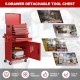 5-drawer red tool chest with lockable wheels, designed for organized tool storage and easy mobility in workshops.