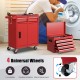 Red 2-in-1 tool chest and cabinet with five sliding drawers and lockable wheels for easy mobility and storage.