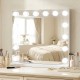 Vanity mirror with 14 dimmable LED bulbs, featuring a sturdy metal frame and adjustable brightness for makeup.