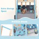 Truck-shaped wooden baby walker in blue with adjustable speed, smooth handle, and extra bottom storage for toys.