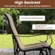 High backrest of the 2-person outdoor glider bench in brown, designed for ergonomic comfort and optimal support.