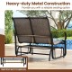 2-person outdoor glider bench with high backrest in brown, featuring heavy-duty metal construction for patio relaxation.