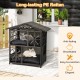 2-storey wicker cat house in gray with removable cushions, featuring a sloped roof and rustic windows for indoor or.
