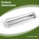 Metal chicken feeder dimensions showing 45" length and 8" height, designed for 12 chickens with 4-gallon capacity.