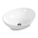 Oval white sink made of durable ceramic, designed for modern bathrooms, perfect for stylish and functional spaces.