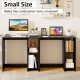 Modern black home office desk with two compartments, featuring a small size for convenient combinations and sturdy.