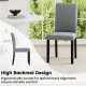 Mid-century modern dining chair with gray polyester fabric, rubber wood legs, and high backrest for optimal comfort.