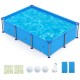 Rectangular 6 ft outdoor family swimming pool with metal frame, durable PVC fabric, ideal for backyard fun.