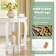 Round 2-tier end table with white finish, rubber wood legs, and storage shelf, perfect for living room or bedroom use.