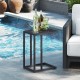 C-shaped side table in dark gray with a spacious top, perfect for snacks and drinks by the poolside.