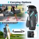Lightweight gray golf cart bag with adjustable shoulder strap and two handles for easy carrying on the course.