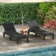 Set of 2 black outdoor PP chaise lounge chairs with adjustable backrests, ideal for poolside relaxation and sunbathing.