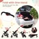 Toddler travel stroller in pink with adjustable backrest, foldable design, and canopy for easy storage and travel.