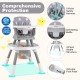 16-in-1 baby high chair in grey with 5-point harness, adjustable height, and activity center for versatile use.