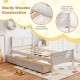Twin size sleigh bed frame in white with two storage drawers, featuring solid wood construction and elegant design.