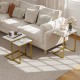 Set of 3 multifunctional coffee end tables in white with gold steel frames, ideal for living room or office use.
