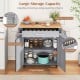 Rolling kitchen island cart in gray with spacious countertop, large drawer, and adjustable cabinet for organized.