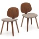 Set of 2 wooden dining chairs with walnut bentwood frames and padded seats, ideal for dining rooms and kitchens.