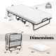 Twin folding bed with 4-inch memory foam mattress, compact design for easy storage in small spaces or guest rooms.