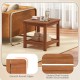 2-tier outdoor side table with storage shelf, crafted from solid wood, featuring a slatted top for ventilation and.