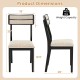 Side view of a modern dining chair with a tilt backrest, black rubber-wood legs, and beige padded seat, suitable for.