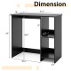 31.5-inch modern black home office desk with dimensions, featuring 2 compartments for organized storage.