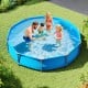 Family enjoying the 12 ft outdoor swimming pool with metal frame, featuring durable PVC fabric and easy assembly.